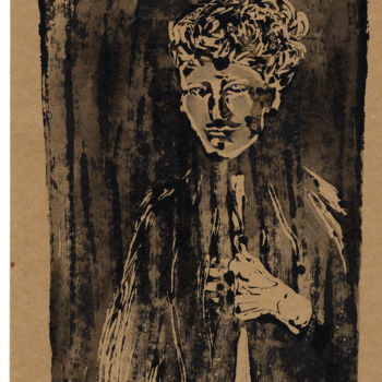 Printmaking titled "La femme en noir" by Sabine Maggiani, Original Artwork, Monotype
