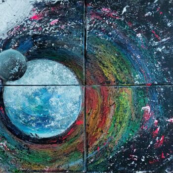 Malerei mit dem Titel "Galaxyclone" von Sabine Raymond, Original-Kunstwerk, Acryl