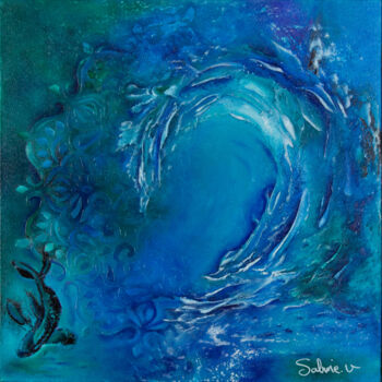 Painting titled "Energie marine" by Sabine Vandermouten (Sabine.V), Original Artwork, Acrylic Mounted on Wood Stretcher frame