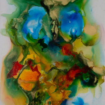 제목이 "Chouette"인 미술작품 Sabine Vandermouten (Sabine.V)로, 원작, 잉크 나무 들것 프레임에 장착됨