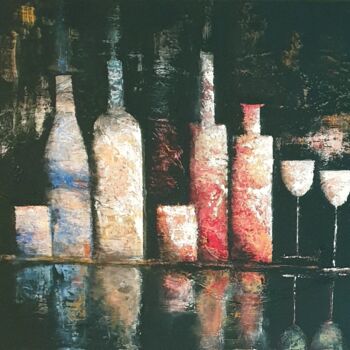 Painting titled "Open Bar" by Sabine Veillet, Original Artwork, Acrylic Mounted on Wood Stretcher frame