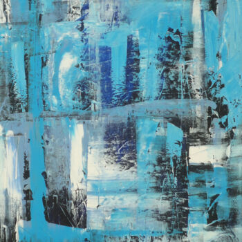 "Abstraktes Blau" başlıklı Tablo Sabine Voigt tarafından, Orijinal sanat, Petrol Ahşap Sedye çerçevesi üzerine monte edilmiş