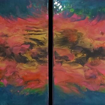 Painting titled "Déferlement" by Sabine.Zao, Original Artwork, Acrylic Mounted on Wood Stretcher frame