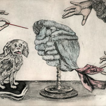 Gravures & estampes intitulée "Le Petit Maître" par Sabine Delahaut, Œuvre d'art originale, Eau-forte