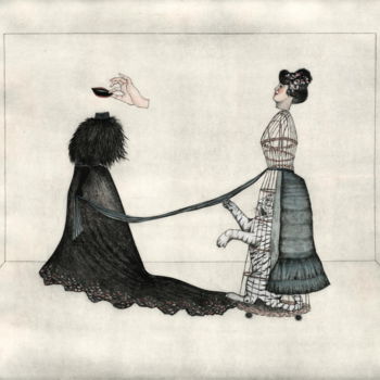 Printmaking titled "Liaison dangereuse" by Sabine Delahaut, Original Artwork, Etching