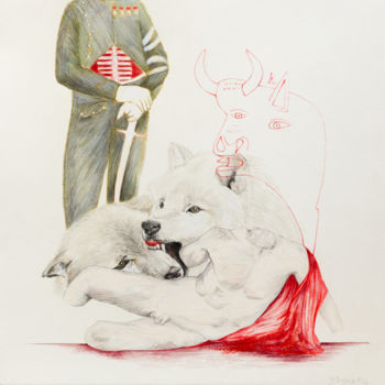 Disegno intitolato "Agente de poder" da Sabine Delahaut, Opera d'arte originale