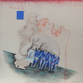 Dessin intitulée "El dolor de Atenea" par Sabine Delahaut, Œuvre d'art originale