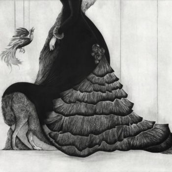 Gravures & estampes intitulée "L' Antre de la Mante" par Sabine Delahaut, Œuvre d'art originale