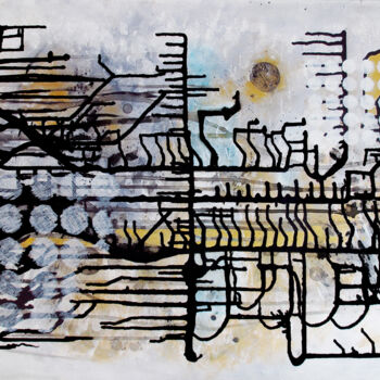 제목이 "escape"인 미술작품 Sabine Hartmann로, 원작, 잉크 나무 들것 프레임에 장착됨