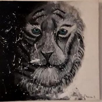 Painting titled "tiger black" by Sabine M, Original Artwork, Acrylic