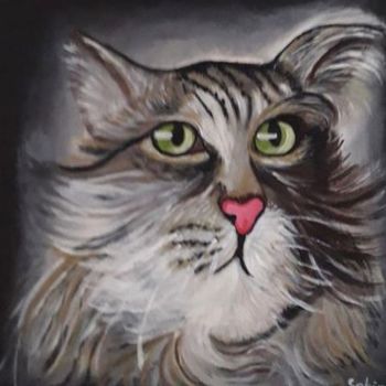 Painting titled "miaouw" by Sabine M, Original Artwork, Acrylic