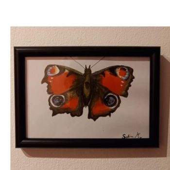 Pintura intitulada "Papillon rouge" por Sabine M, Obras de arte originais, Acrílico