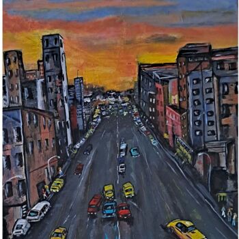 Pintura titulada "chicago street" por Sabine M, Obra de arte original, Acrílico Montado en Bastidor de camilla de madera