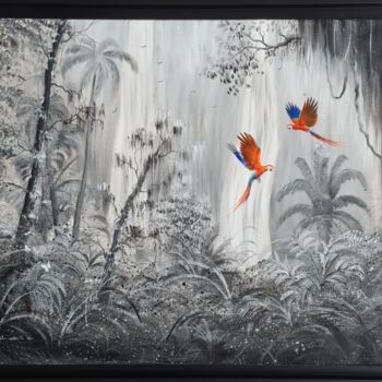 Pintura titulada "La cascade de la vie" por Sabino Puma, Obra de arte original, Pigmentos Montado en Bastidor de camilla de…