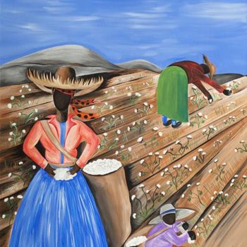 Painting titled "Cotton Pickin' Cott…" by Sabree, Original Artwork, Oil