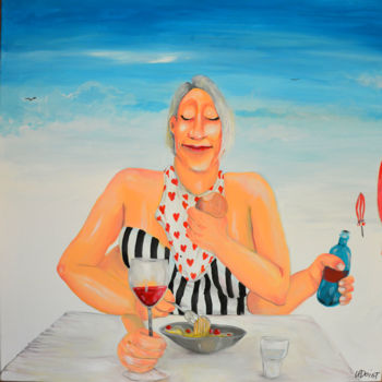 Painting titled "déjeuner à quatre m…" by Sabrina Elarbi, Original Artwork, Acrylic