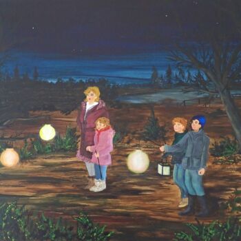 Pittura intitolato "L'albero delle lant…" da Sabrina Mundt, Opera d'arte originale, Acrilico Montato su Telaio per barella i…