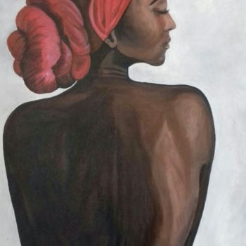 Pittura intitolato "femme turban rouge" da Sabrina Rabin, Opera d'arte originale, Acrilico