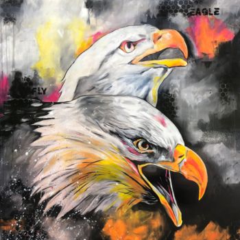 Painting titled "eagle fly" by Sabrina Seck, Original Artwork, Acrylic