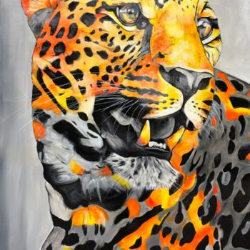 Schilderij getiteld "Jaguar" door Sabrina Seck, Origineel Kunstwerk, Acryl