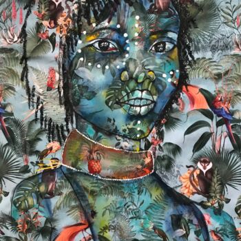 Painting titled "Africaine" by Sabrina Tetaz, Original Artwork, Acrylic