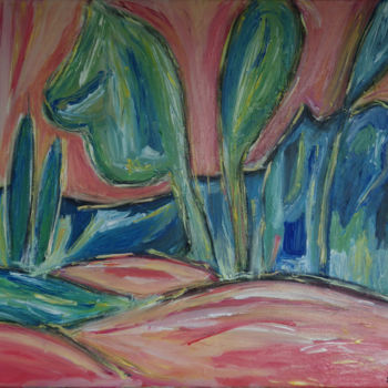 Painting titled "Paysage coloré" by Sabrina Verrier, Original Artwork, Acrylic