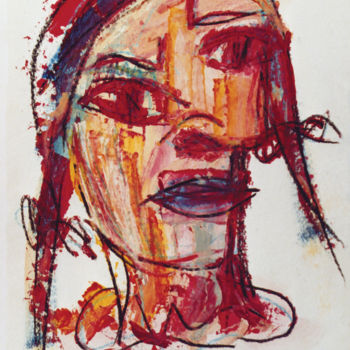 Painting titled "Portrait cubiste" by Sabrina Verrier, Original Artwork, Acrylic