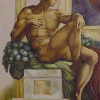 Painting titled "L'homme" by Sabine Robert, Original Artwork, Oil
