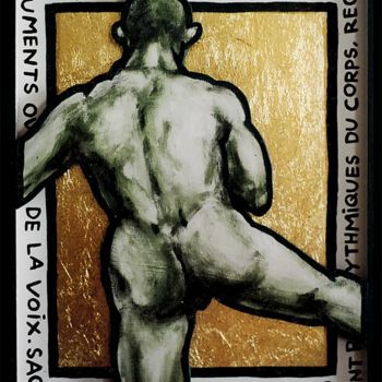 Painting titled "homme de dos" by Sacha Schwarz, Original Artwork, Acrylic Mounted on Wood Panel