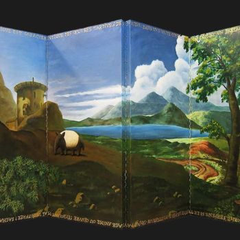 Peinture intitulée "Paravent paysage 5" par Sacha Schwarz, Œuvre d'art originale, Acrylique