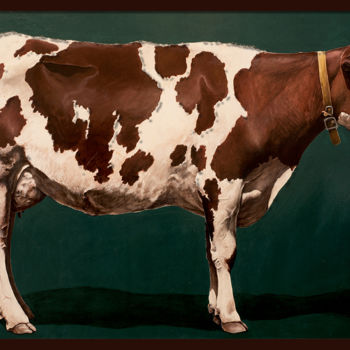 Peinture intitulée "Vache sue vert foncé" par Sacha Schwarz, Œuvre d'art originale, Acrylique Monté sur Châssis en bois