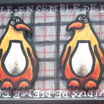 Painting titled "Couple pinguins" by Sacha Schwarz, Original Artwork