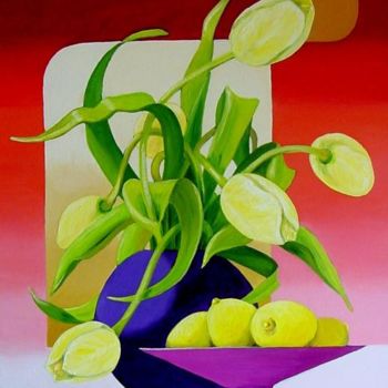 Peinture intitulée ""Composition tulipe…" par Sacha, Œuvre d'art originale