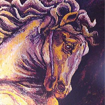 Peinture intitulée ""Le cheval de Vinci"" par Sacha, Œuvre d'art originale