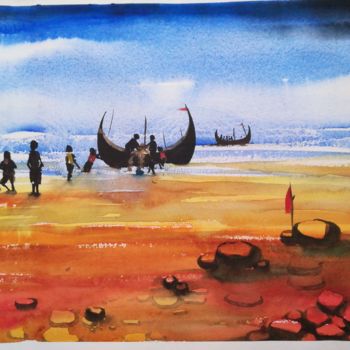 Painting titled "Bangladesh 4" by Sada Canvas, Original Artwork, Watercolor