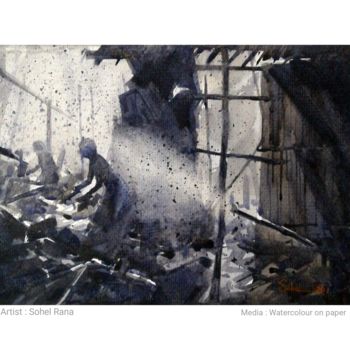 Pittura intitolato "Storm" da Sada Canvas, Opera d'arte originale, Acquarello