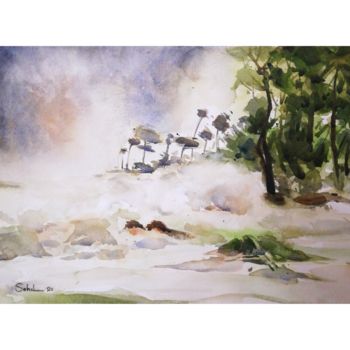Pittura intitolato "Storm Bangladesh 3" da Sada Canvas, Opera d'arte originale, Acquarello