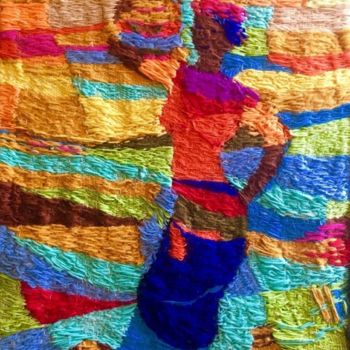 Textielkunst getiteld "Porteuse de pot" door Mominet Sadia Roland, Origineel Kunstwerk, Tapijtwerk