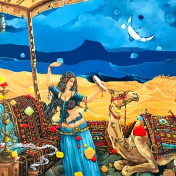 Pintura intitulada "Spotted in the Dese…" por Sadiq Dubai, Obras de arte originais, Óleo