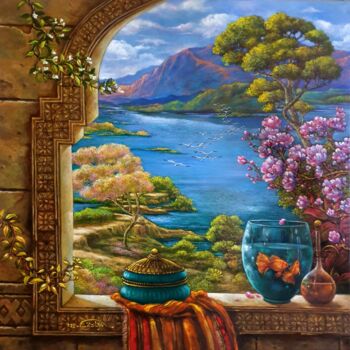 Pintura intitulada "Serene" por Sadiq Dubai, Obras de arte originais, Óleo