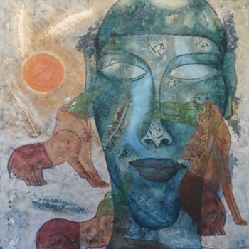 Painting titled "tranquility" by Safaa Salah, Original Artwork, Acrylic
