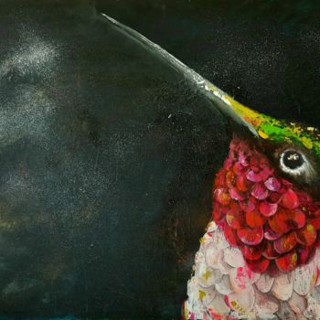 Malerei mit dem Titel "Colibri" von Saf'Art, Original-Kunstwerk, Acryl