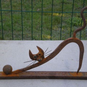 Sculpture titled "Chat libre ." by Jean Marc, Original Artwork