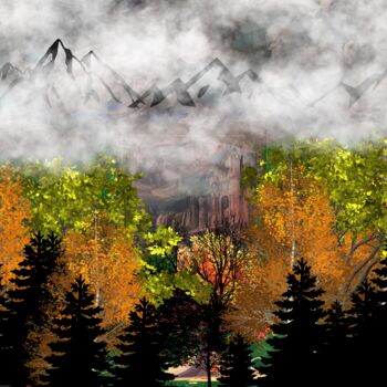 Цифровое искусство под названием "La forêt noire et l…" - Safia Wosth, Подлинное произведение искусства, Цифровой коллаж Уст…
