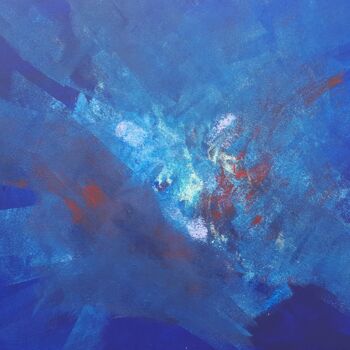 Schilderij getiteld "Bleu 1-L'espace" door Safia Wosth, Origineel Kunstwerk, Acryl