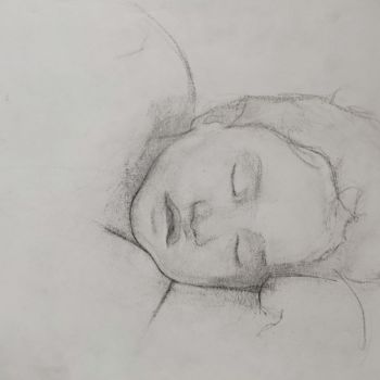 Drawing titled "Amiel Durmiendo" by Sagi Zuker, Original Artwork, Pencil