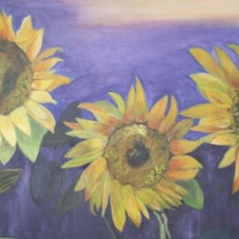 Painting titled "les tournesols" by Gilles Sagot, Original Artwork