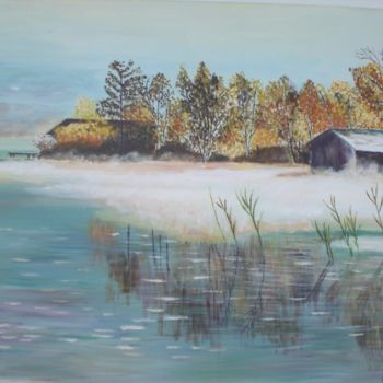 Pintura intitulada "brume sur l'eau" por Gilles Sagot, Obras de arte originais