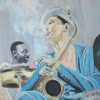 Painting titled "Le saxophoniste" by Gilles Sagot, Original Artwork