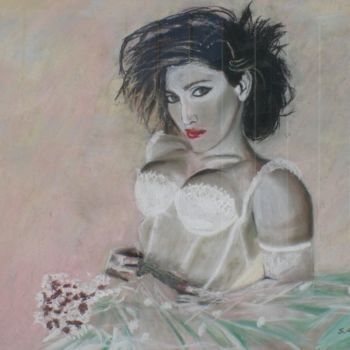 Painting titled "madona" by Gilles Sagot, Original Artwork, Pastel